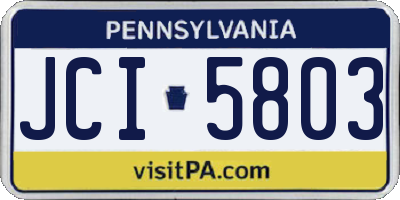 PA license plate JCI5803