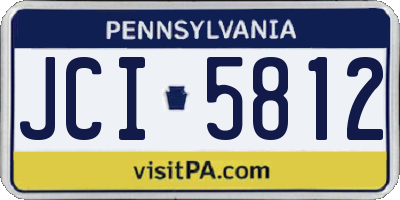 PA license plate JCI5812