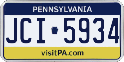 PA license plate JCI5934