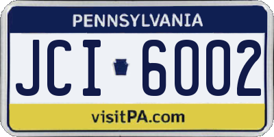 PA license plate JCI6002