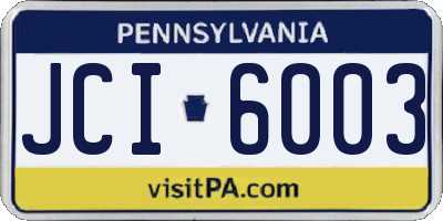 PA license plate JCI6003