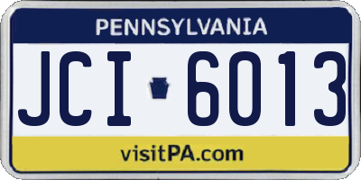 PA license plate JCI6013