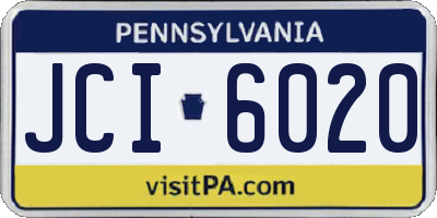 PA license plate JCI6020