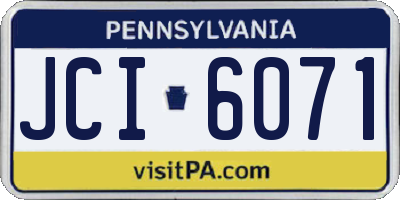 PA license plate JCI6071