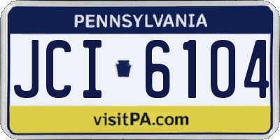 PA license plate JCI6104