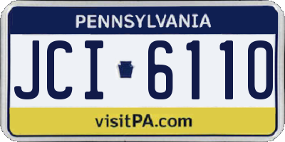 PA license plate JCI6110