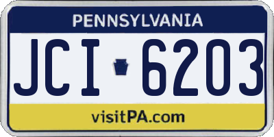 PA license plate JCI6203