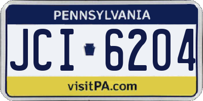PA license plate JCI6204