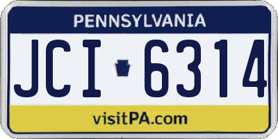 PA license plate JCI6314