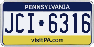 PA license plate JCI6316