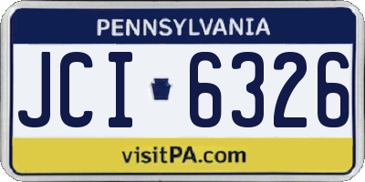 PA license plate JCI6326