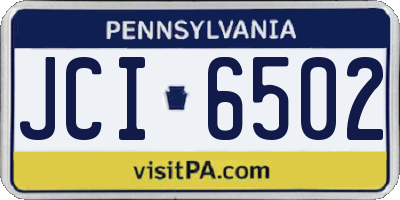 PA license plate JCI6502