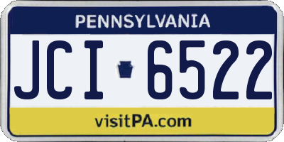 PA license plate JCI6522