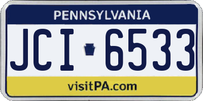 PA license plate JCI6533