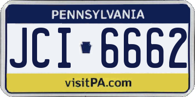 PA license plate JCI6662