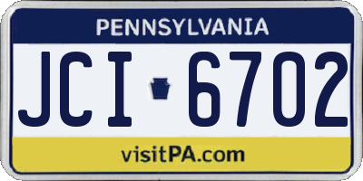 PA license plate JCI6702