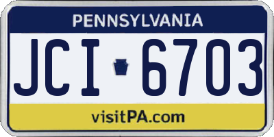 PA license plate JCI6703