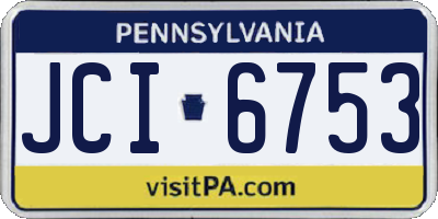 PA license plate JCI6753