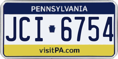 PA license plate JCI6754