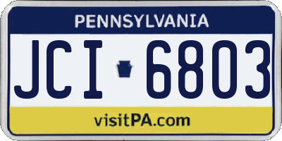 PA license plate JCI6803