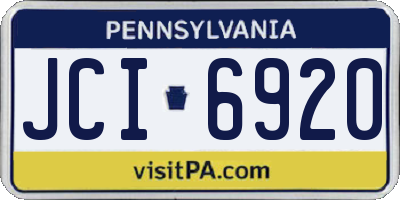 PA license plate JCI6920