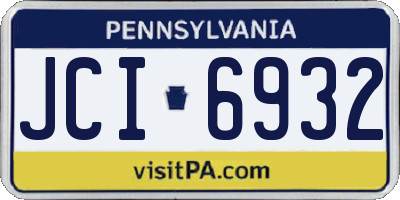PA license plate JCI6932