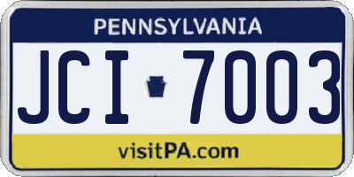 PA license plate JCI7003