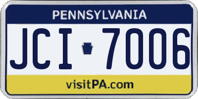 PA license plate JCI7006