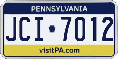 PA license plate JCI7012