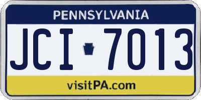 PA license plate JCI7013
