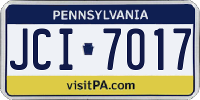 PA license plate JCI7017