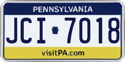 PA license plate JCI7018
