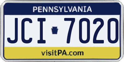 PA license plate JCI7020