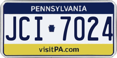 PA license plate JCI7024