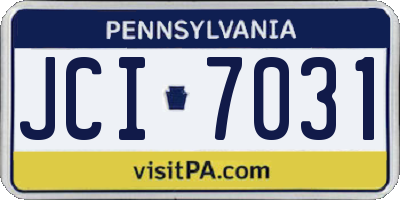 PA license plate JCI7031