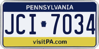 PA license plate JCI7034