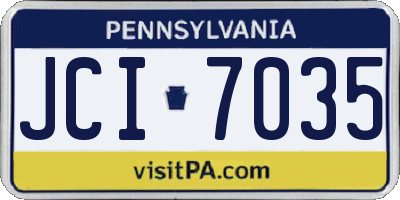 PA license plate JCI7035