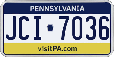 PA license plate JCI7036