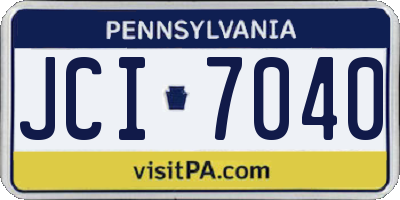 PA license plate JCI7040