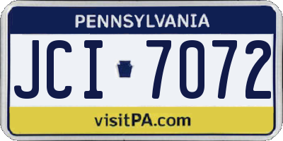PA license plate JCI7072