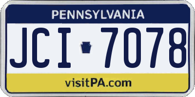 PA license plate JCI7078