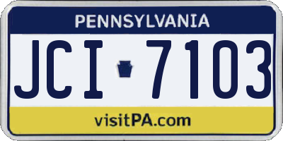 PA license plate JCI7103