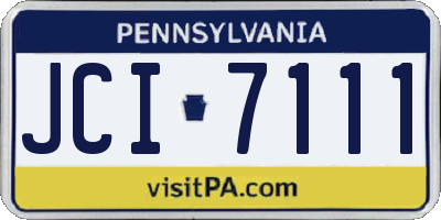 PA license plate JCI7111