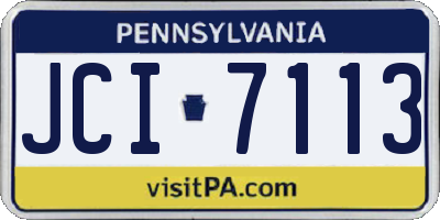 PA license plate JCI7113