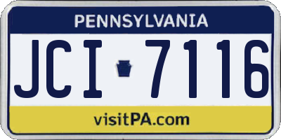 PA license plate JCI7116