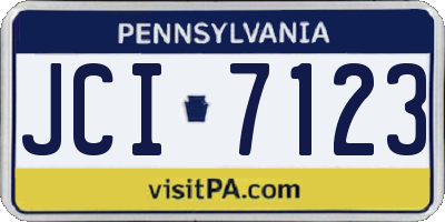 PA license plate JCI7123