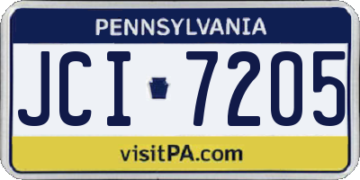PA license plate JCI7205