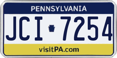 PA license plate JCI7254