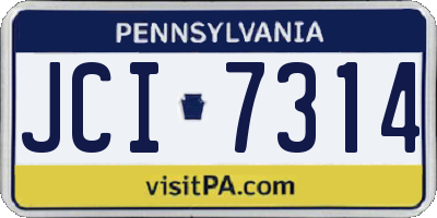 PA license plate JCI7314