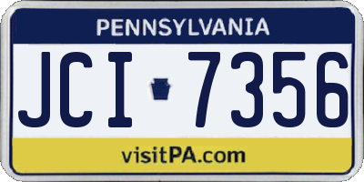 PA license plate JCI7356